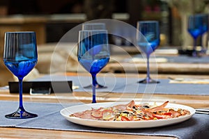 Fresh Served Pizza On Restaurant Table