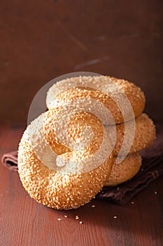 Fresh sesame bagel for breakfast