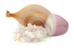 Fresh shallot and a cut one