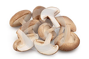 Fresh Shiitake mushroom isolated on white background with clipping path and full depth of field.