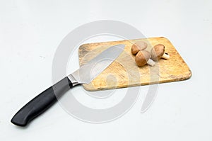 Fresh Shiitake Mushrooms and chopping knife