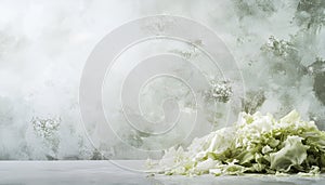 Fresh shredded cabbage on a light table, closed