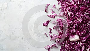 Fresh shredded cabbage on a light table, closed