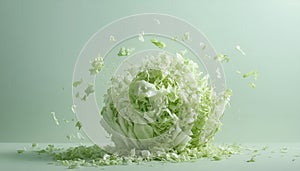 Fresh shredded cabbage on a light table, closed