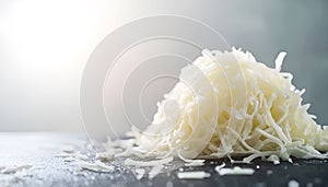 Fresh shredded cabbage on a light table, closup