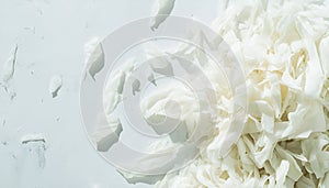 Fresh shredded cabbage on a light table, closup