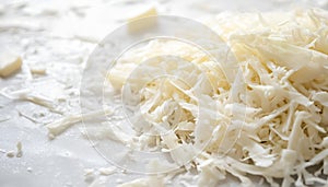 Fresh shredded cabbage on a light table, closup