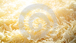 Fresh shredded cabbage on a light table, closup