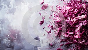 Fresh shredded cabbage on a light table, closup