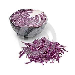 Fresh shredded raw red cabbage