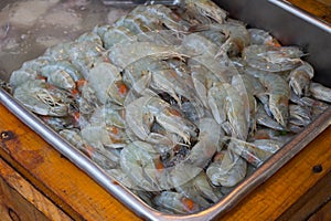 Fresh shrimp on Ice in the market Thailand