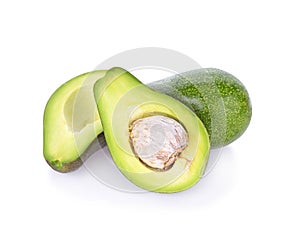 Fresh silce of avocado isolated on white background