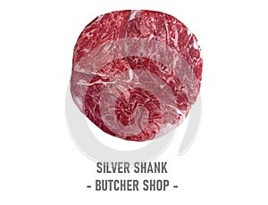 Fresh silver shank beef isolate on white background.