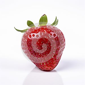 Fresh single strawberry on white background