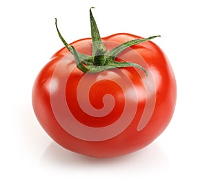 Fresh single tomato isolated on white