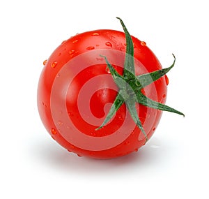 Fresh single tomato isolated on white