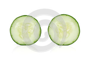 Fresh slice cucumber isolated on white background