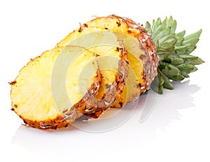 Fresh slice pineapple isolated on white background