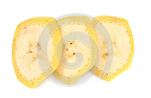 fresh sliced banana isolated on white background. Healthy food. Top view