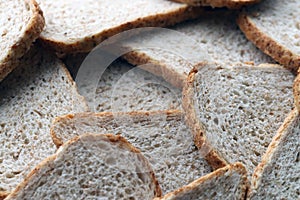 Fresh sliced bread in full frame macro photo