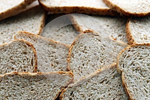 Fresh sliced bread in full frame macro photo