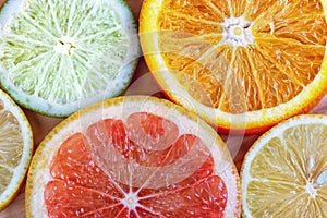 Fresh sliced citrus fruit