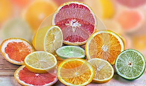 Fresh sliced citrus fruit