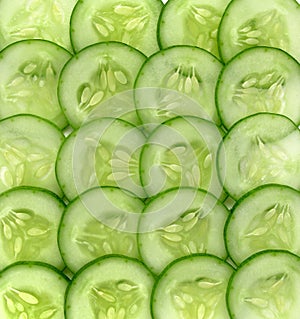 Fresh sliced cucumber on background,Pieces of fresh cucumber.