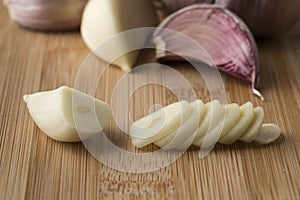 Fresh sliced garlic