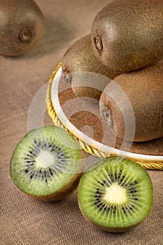 Fresh sliced kiwi on the table