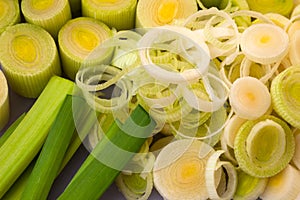 Fresh sliced leeks