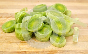 Fresh sliced leeks