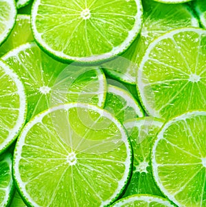 Fresh sliced limes photo