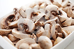 Fresh sliced mushrooms