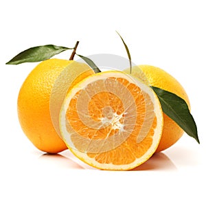 Fresh Sliced orange fruit with leaves