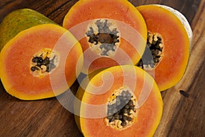 Fresh  sliced papaya fruit