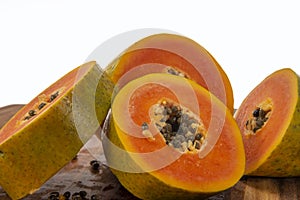 Fresh  sliced papaya fruit