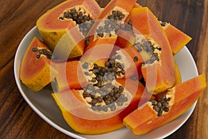 Fresh  sliced papaya fruit