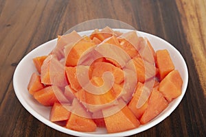 Fresh  sliced papaya fruit