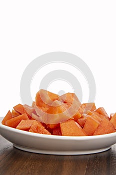 Fresh  sliced papaya fruit