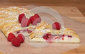 Fresh Sliced Raspberry Cheesecake Danish Pastry