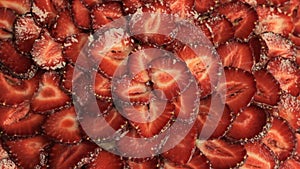 Fresh sliced strawberries, rotates counterclockwise