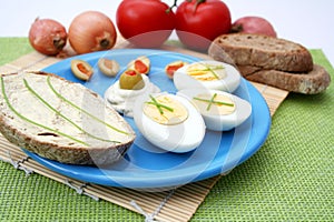 Fresh snack with eggs