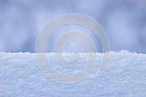 Fresh Snow Texture Background Closeup, Large Detailed Macro Pattern, Gentle Bokeh, Horizontal