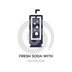 fresh soda with lemon slice and straw icon on white background. Simple element illustration from Drinks concept