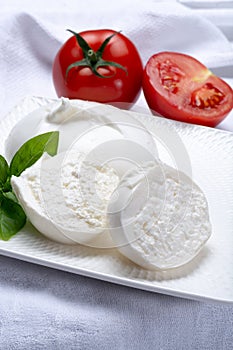 Fresh soft white burrata, ball buttery cheese, made from a mix o