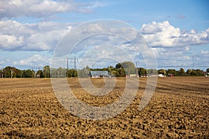 Fresh soil in farmland field during early autumn in Skåne Sweden