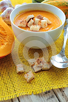 Fresh soup of pumpkins