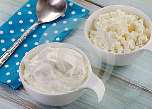 Fresh sour cream and Cottage cheese.