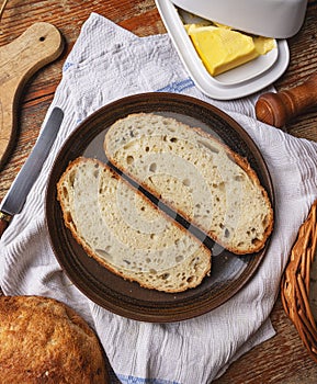 Fresh sourdough bread slices